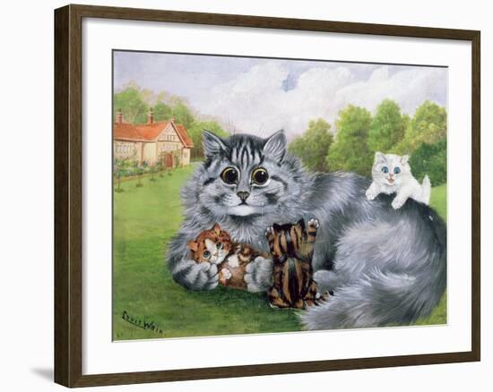 Cat and Her Kittens-Louis Wain-Framed Giclee Print