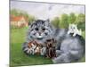 Cat and Her Kittens-Louis Wain-Mounted Giclee Print