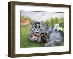 Cat and Her Kittens-Louis Wain-Framed Giclee Print