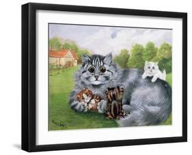 Cat and Her Kittens-Louis Wain-Framed Giclee Print