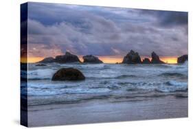 Cat and Kittens at Sunset, Bandon Beach, Oregon Coast-Vincent James-Stretched Canvas