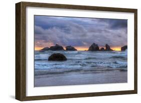 Cat and Kittens at Sunset, Bandon Beach, Oregon Coast-Vincent James-Framed Photographic Print