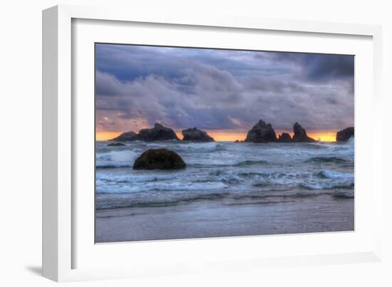 Cat and Kittens at Sunset, Bandon Beach, Oregon Coast-Vincent James-Framed Photographic Print