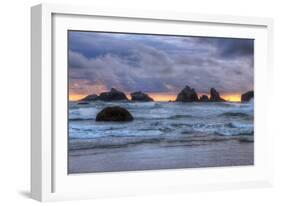 Cat and Kittens at Sunset, Bandon Beach, Oregon Coast-Vincent James-Framed Photographic Print