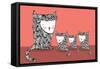 Cat and Kittens Illustration/Vector-lyeyee-Framed Stretched Canvas