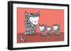 Cat and Kittens Illustration/Vector-lyeyee-Framed Art Print