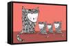 Cat and Kittens Illustration/Vector-lyeyee-Framed Stretched Canvas