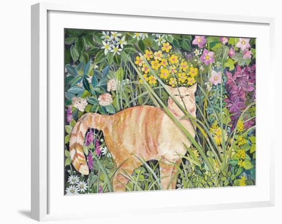 Cat and Long Grass, 1996-Hilary Jones-Framed Giclee Print