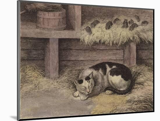 Cat and Mice in a Barn-null-Mounted Giclee Print