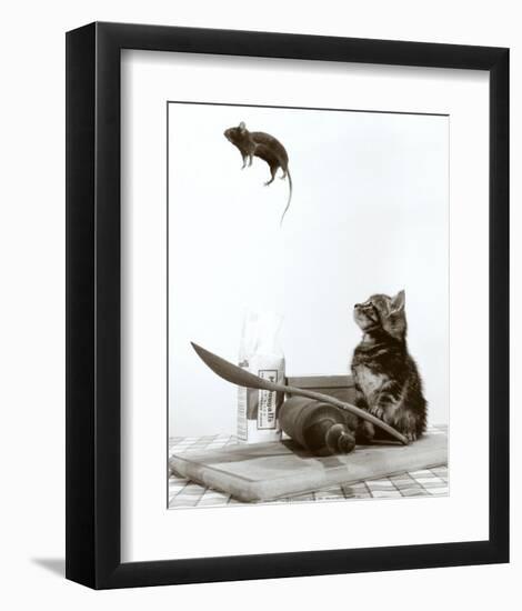 Cat and Mouse-null-Framed Art Print