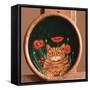 Cat and Poppies-Maggie Rowe-Framed Stretched Canvas