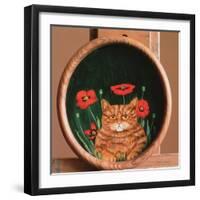 Cat and Poppies-Maggie Rowe-Framed Giclee Print