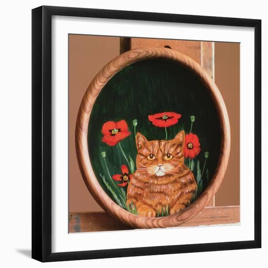 Cat and Poppies-Maggie Rowe-Framed Giclee Print