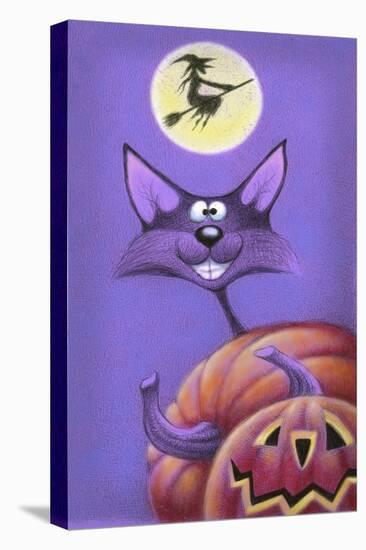 Cat and Pumpkins-Margaret Wilson-Stretched Canvas