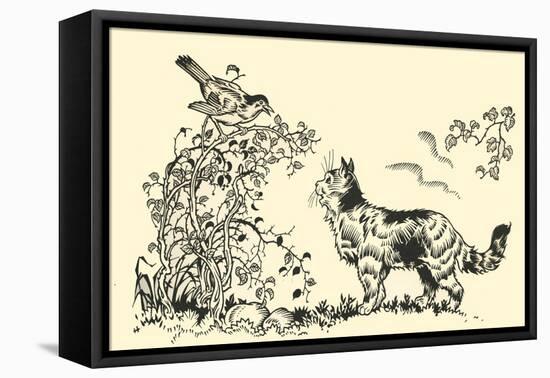 Cat And Robin-Hauman-Framed Stretched Canvas