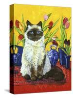 Cat and Tulips I (Chat Tulipes I)-Isy Ochoa-Stretched Canvas