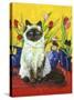 Cat and Tulips I (Chat Tulipes I)-Isy Ochoa-Stretched Canvas