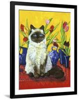 Cat and Tulips I (Chat Tulipes I)-Isy Ochoa-Framed Giclee Print