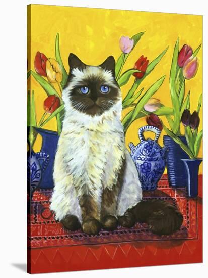 Cat and Tulips I (Chat Tulipes I)-Isy Ochoa-Stretched Canvas