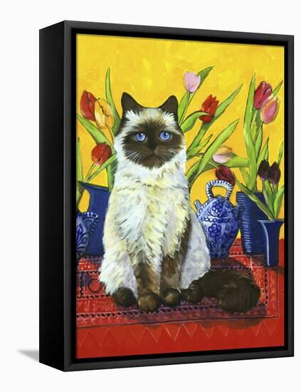 Cat and Tulips I (Chat Tulipes I)-Isy Ochoa-Framed Stretched Canvas
