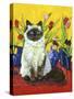 Cat and Tulips I (Chat Tulipes I)-Isy Ochoa-Stretched Canvas