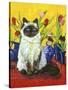 Cat and Tulips I (Chat Tulipes I)-Isy Ochoa-Stretched Canvas