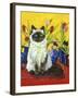 Cat and Tulips I (Chat Tulipes I)-Isy Ochoa-Framed Giclee Print