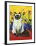 Cat and Tulips I (Chat Tulipes I)-Isy Ochoa-Framed Giclee Print