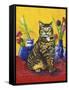 Cat and Tulips II (Chat Tulipes II)-Isy Ochoa-Framed Stretched Canvas