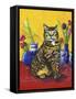 Cat and Tulips II (Chat Tulipes II)-Isy Ochoa-Framed Stretched Canvas