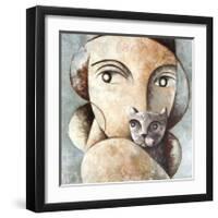 Cat and Woman-Didier Lourenco-Framed Giclee Print