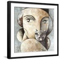 Cat and Woman-Didier Lourenco-Framed Giclee Print