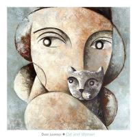 Cat and Woman-Didier Lourenco-Framed Art Print