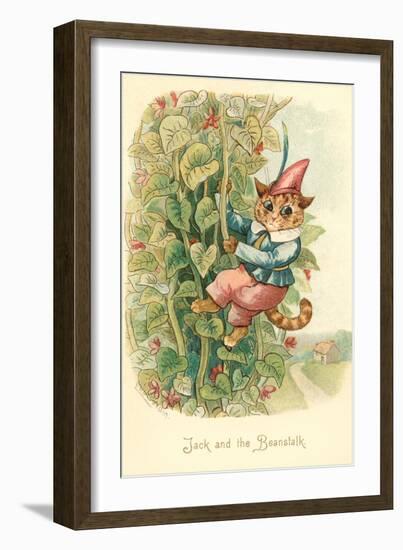 Cat as Jack and the Beanstalk-null-Framed Art Print