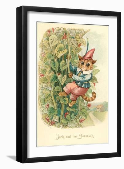 Cat as Jack and the Beanstalk-null-Framed Art Print