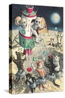 Cat Astronauts Landing on Female Cat Planet-null-Stretched Canvas