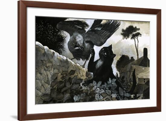 Cat Attacking a Bird-G. W Backhouse-Framed Giclee Print