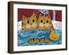 Cat Bath Time Rubber Duckie-sylvia pimental-Framed Art Print