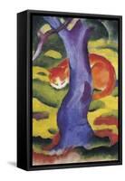 Cat Behind Tree-Franz Poledne-Framed Stretched Canvas