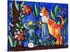 Cat Birdbath-sylvia pimental-Stretched Canvas