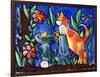 Cat Birdbath-sylvia pimental-Framed Art Print