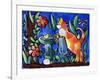 Cat Birdbath-sylvia pimental-Framed Art Print