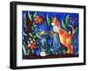 Cat Birdbath-sylvia pimental-Framed Art Print