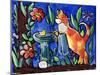 Cat Birdbath-sylvia pimental-Mounted Art Print