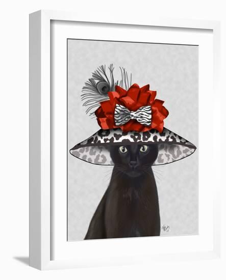 Cat, Black with Fabulous Hat-Fab Funky-Framed Art Print