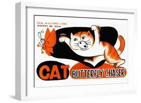 Cat Butterfly Chaser-null-Framed Art Print