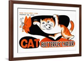 Cat Butterfly Chaser-null-Framed Art Print