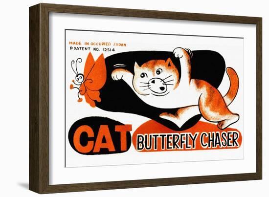 Cat Butterfly Chaser-null-Framed Art Print