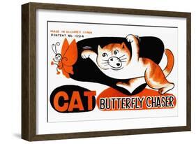 Cat Butterfly Chaser-null-Framed Art Print