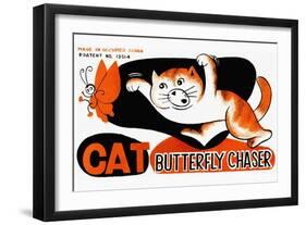 Cat Butterfly Chaser-null-Framed Art Print